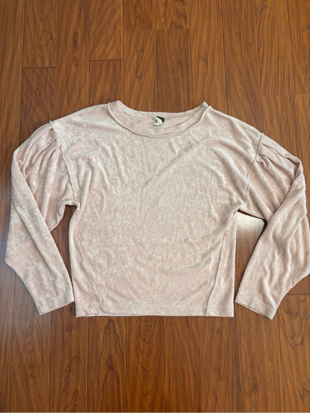 We The Free Milan Crushed Velvet Blush Pink Long Sleeve Crewneck Sweater XS